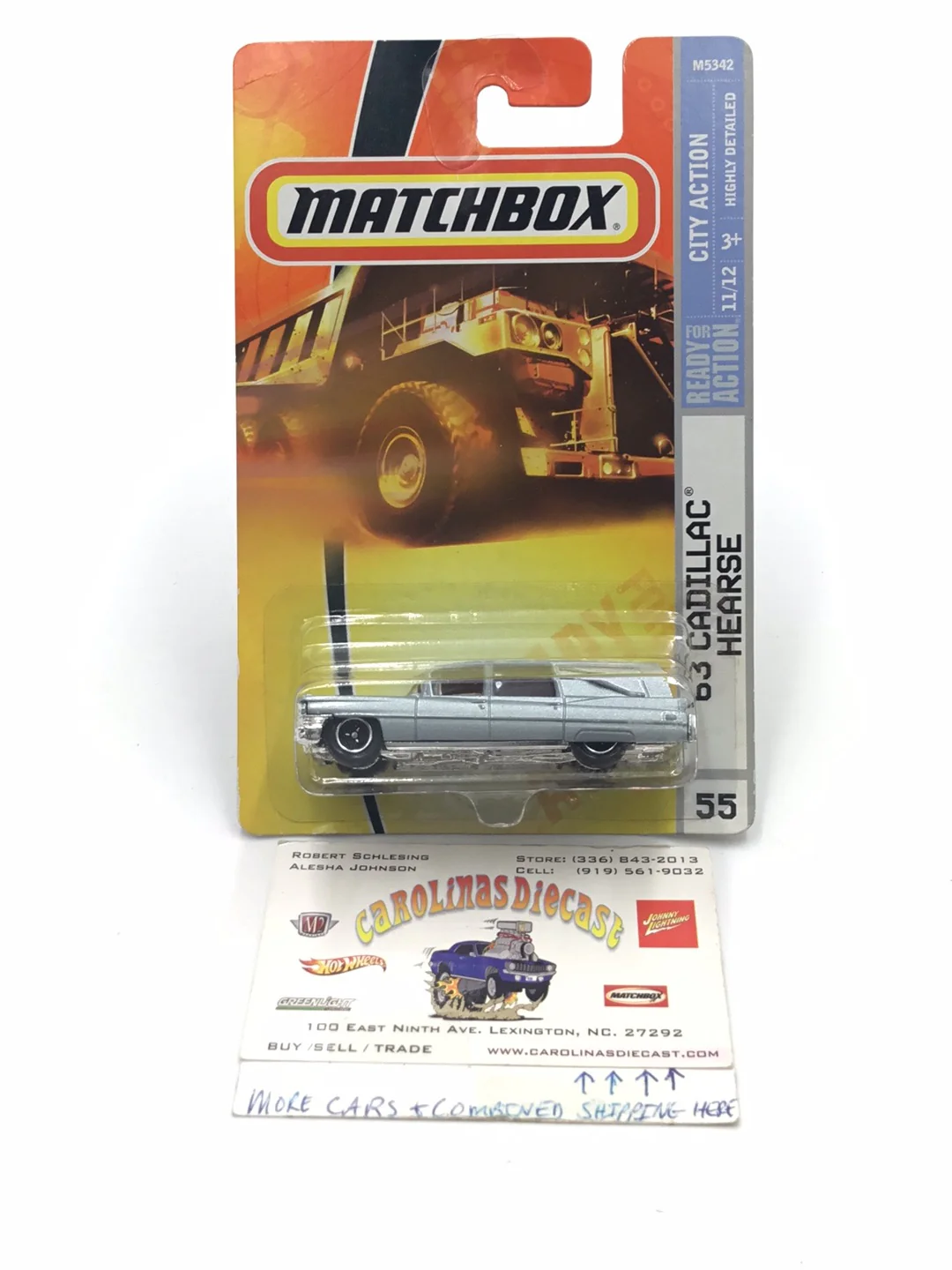 matchbox city action #55 63 Cadillac Hearse silver R2