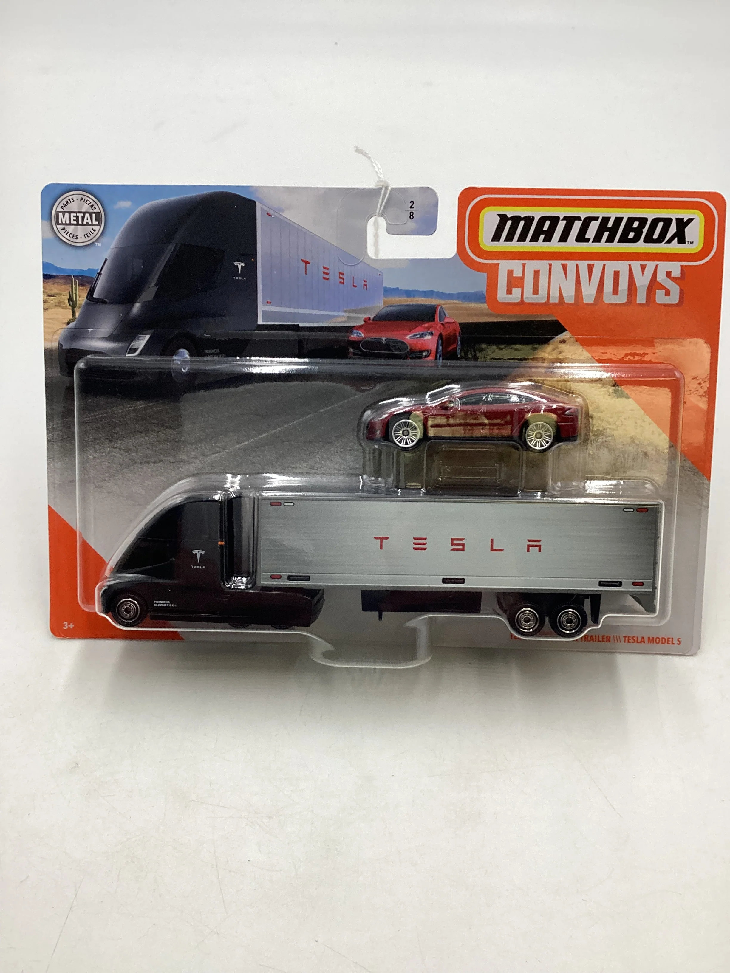 2020 Matchbox Convoys Tesla Semi & Box Trailer/ Tesla Model S - Image 2