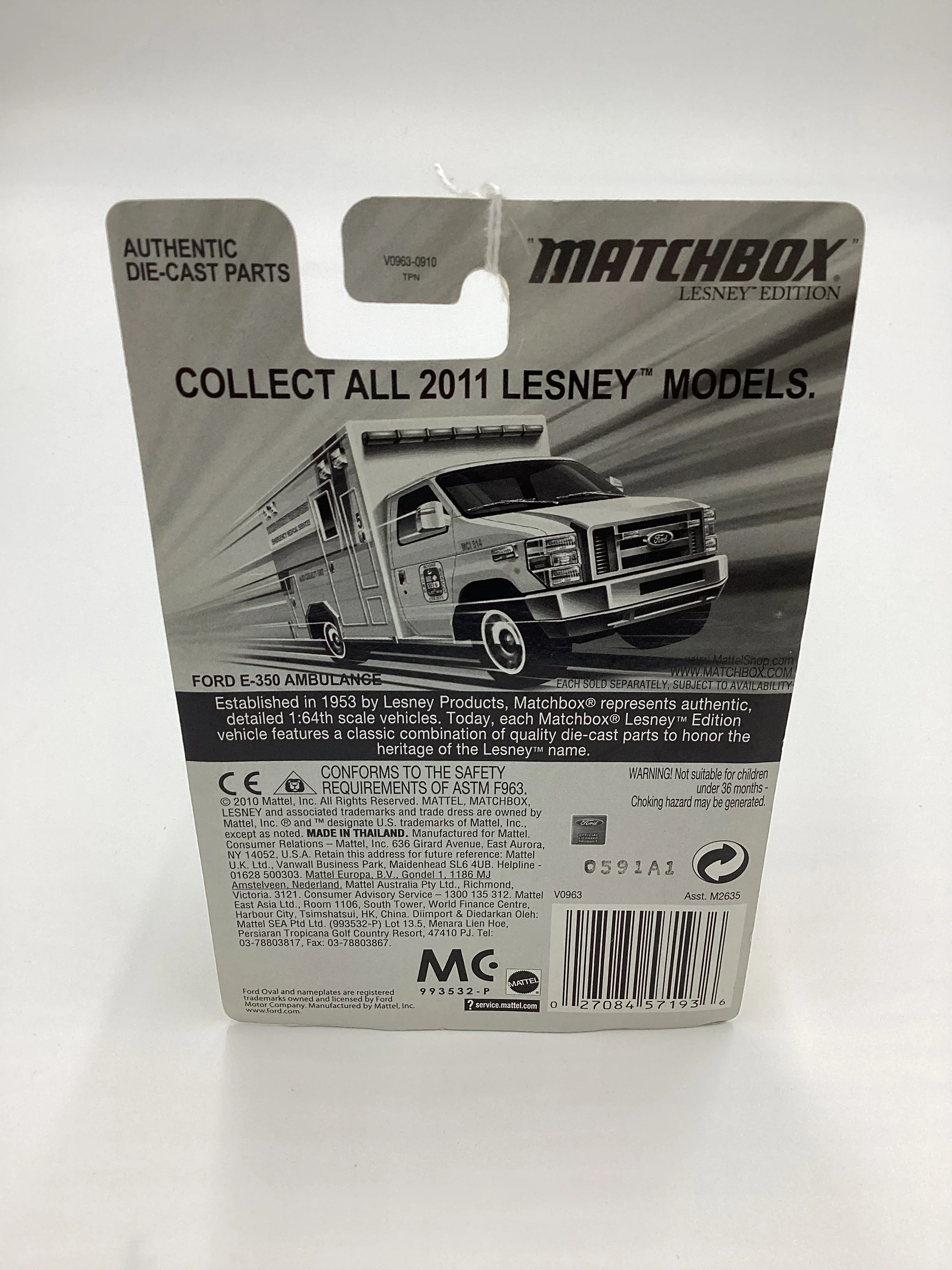 2011 Matchbox Lesley Edition Boone County Ford E-350 Ambulance Yellow - Image 7