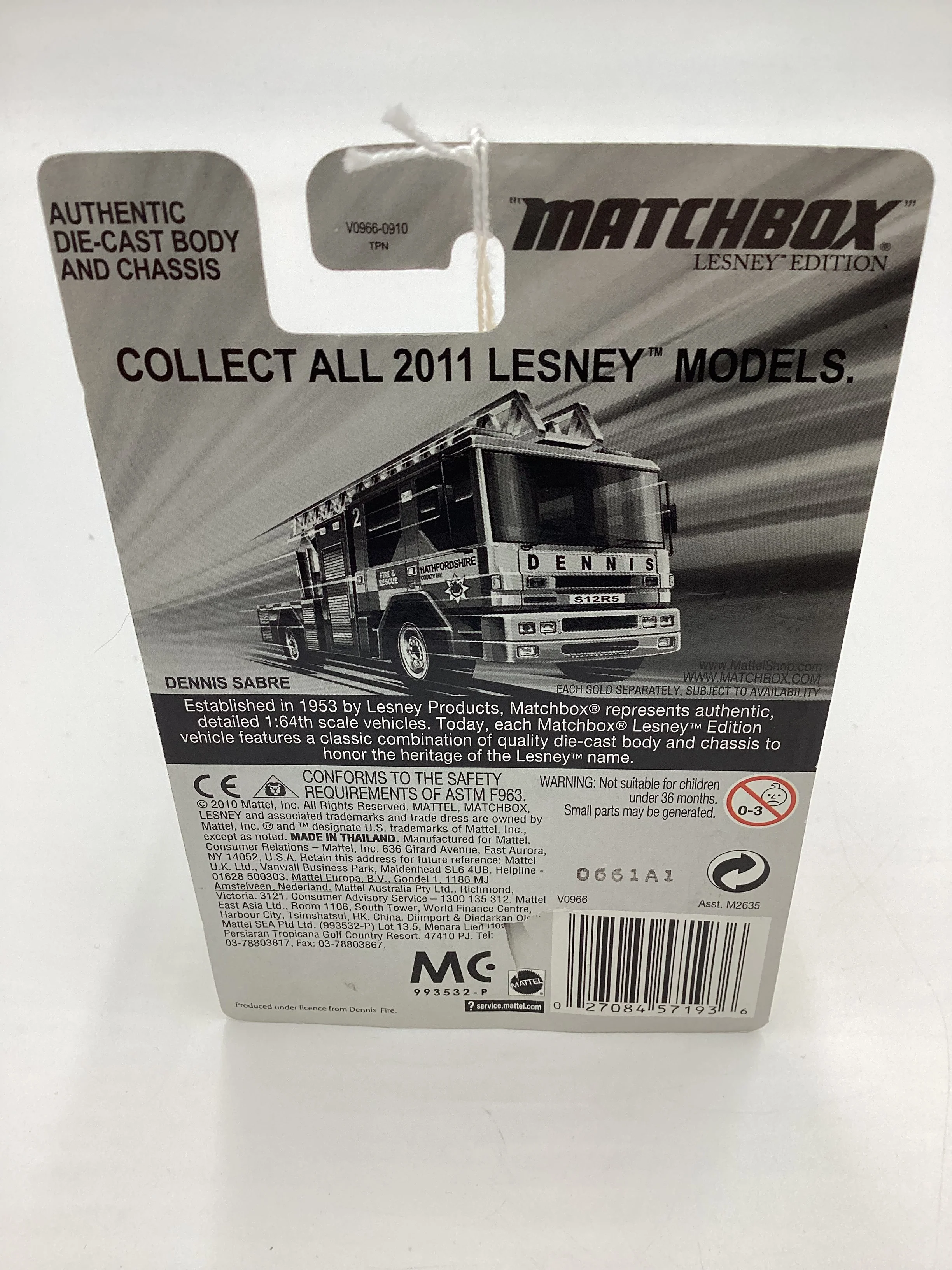 Matchbox Lesley Edition Dennis Sabre Fire Engine Red Back of Card Damage 169H - Image 10
