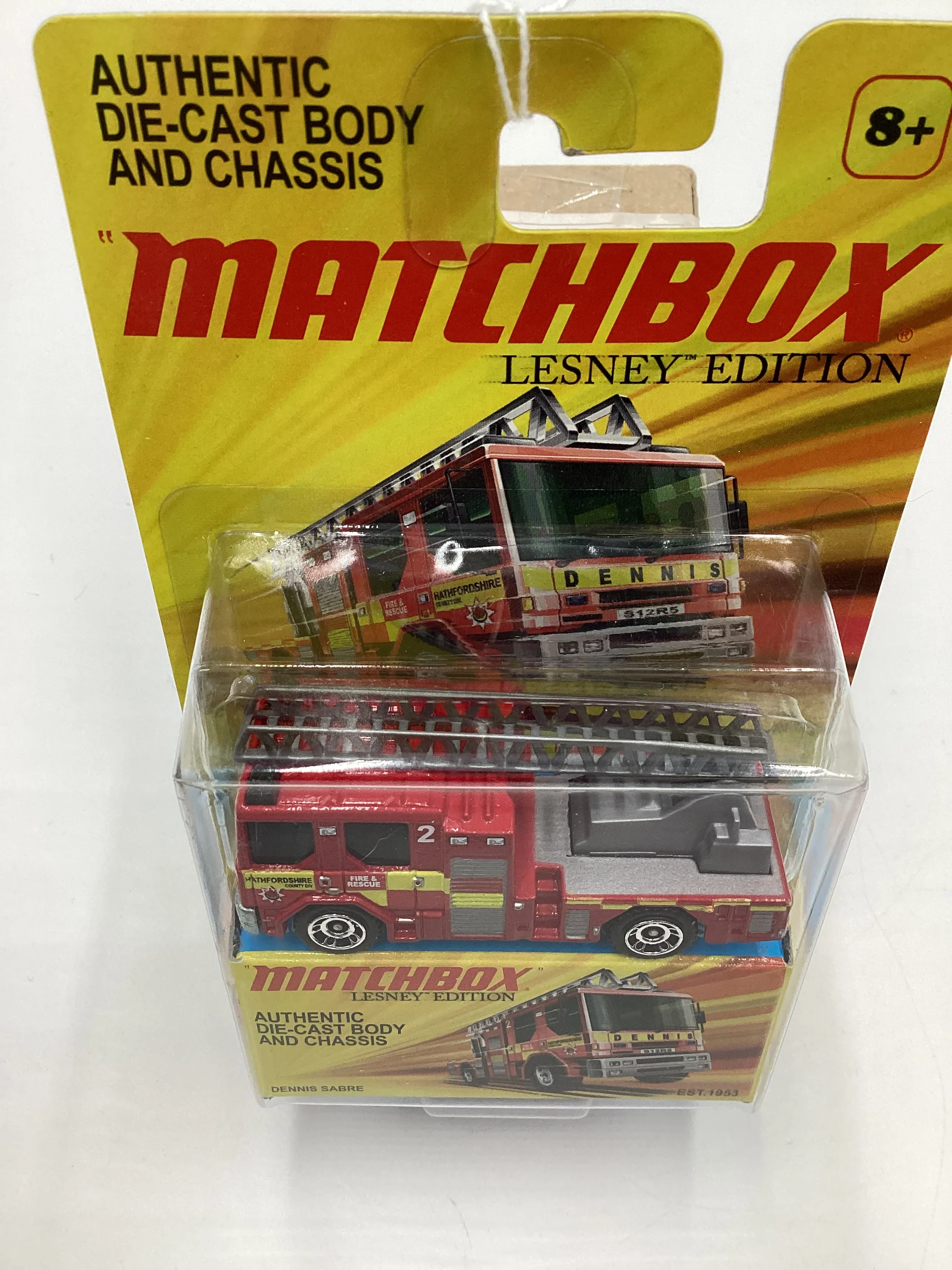 Matchbox Lesley Edition Dennis Sabre Fire Engine Red Back of Card Damage 169H - Image 6