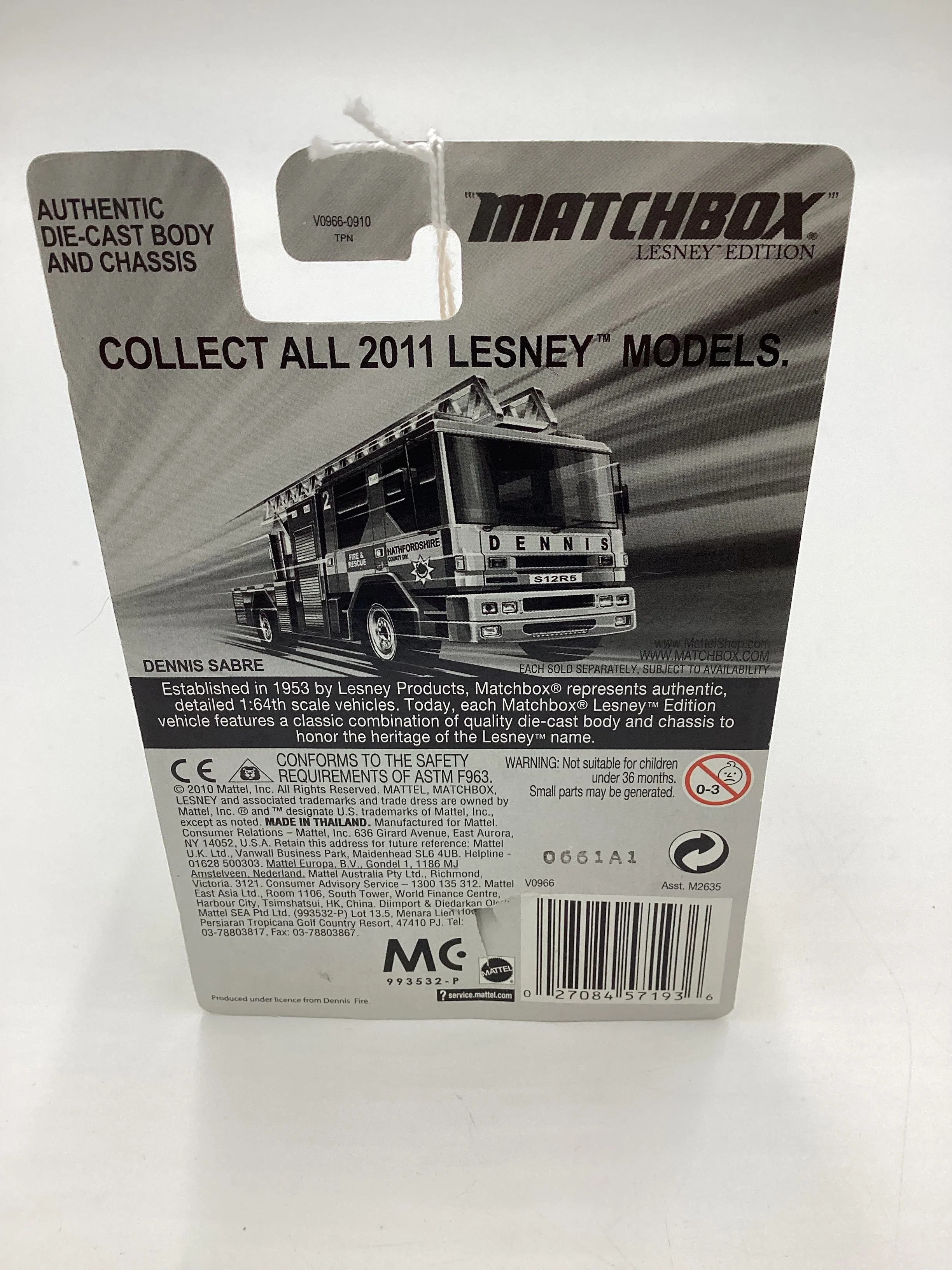Matchbox Lesley Edition Dennis Sabre Fire Engine Red Back of Card Damage 169H - Image 7