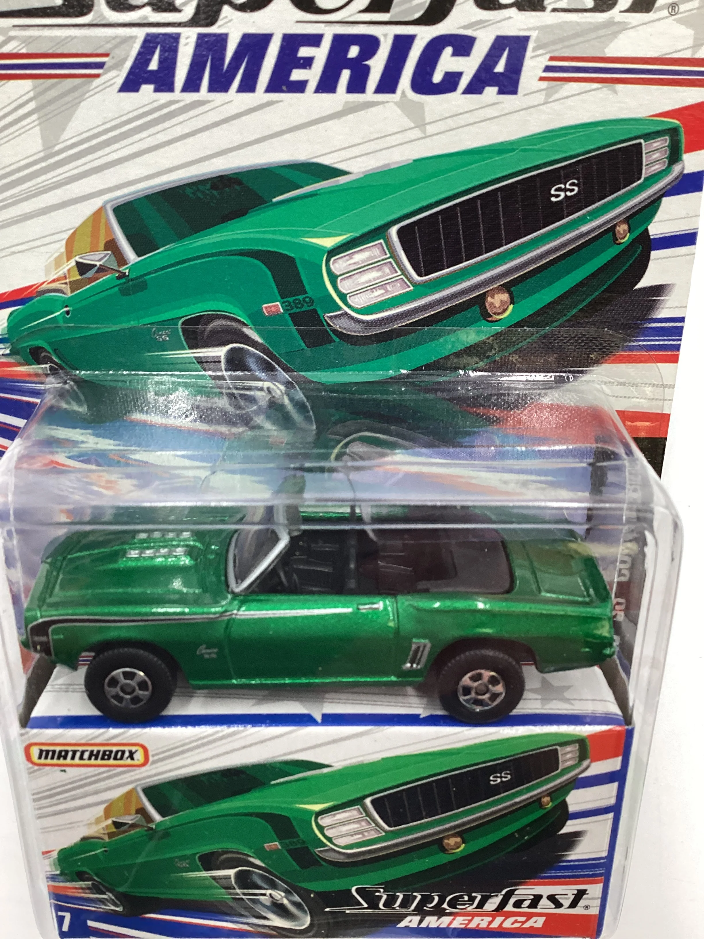 Matchbox Superfast America #7 1969 Chevrolet Camaro SS Convertible Green 174F - Image 6