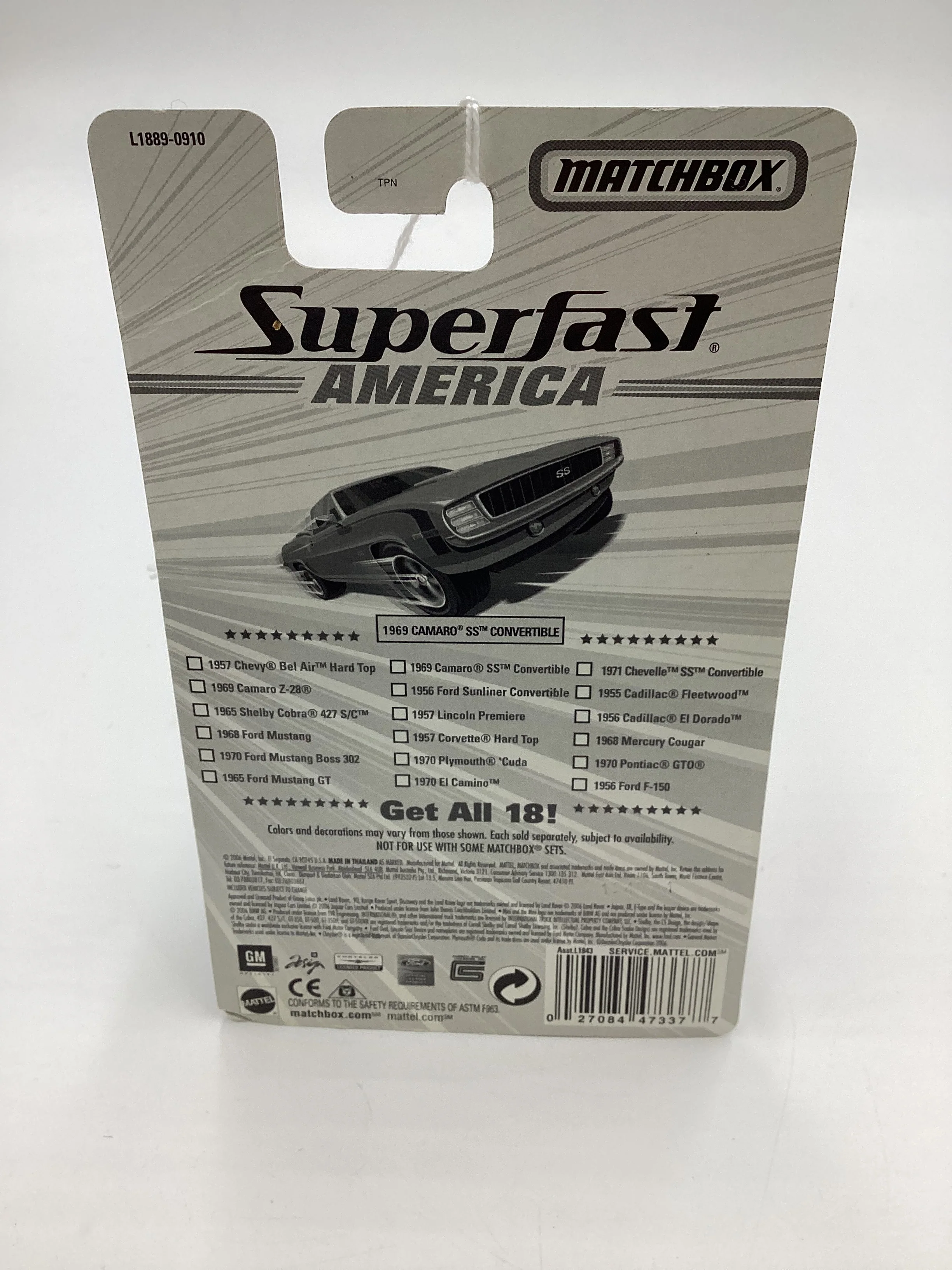 Matchbox Superfast America #7 1969 Chevrolet Camaro SS Convertible Green 174F - Image 7