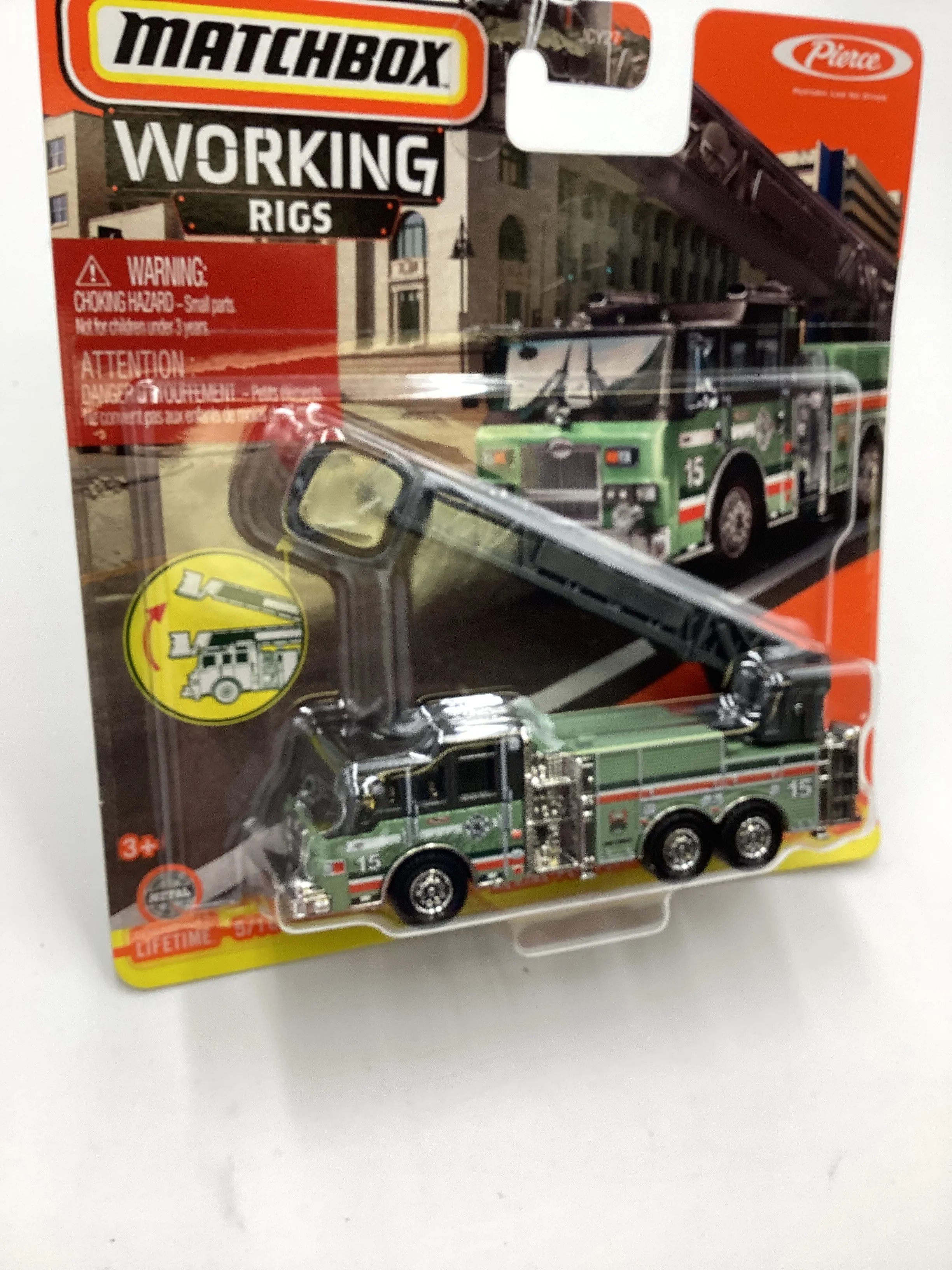 Matchbox Working Rigs #5 Pierce Velocity Aerial Platform Fire Truck Forest 168C - Image 5
