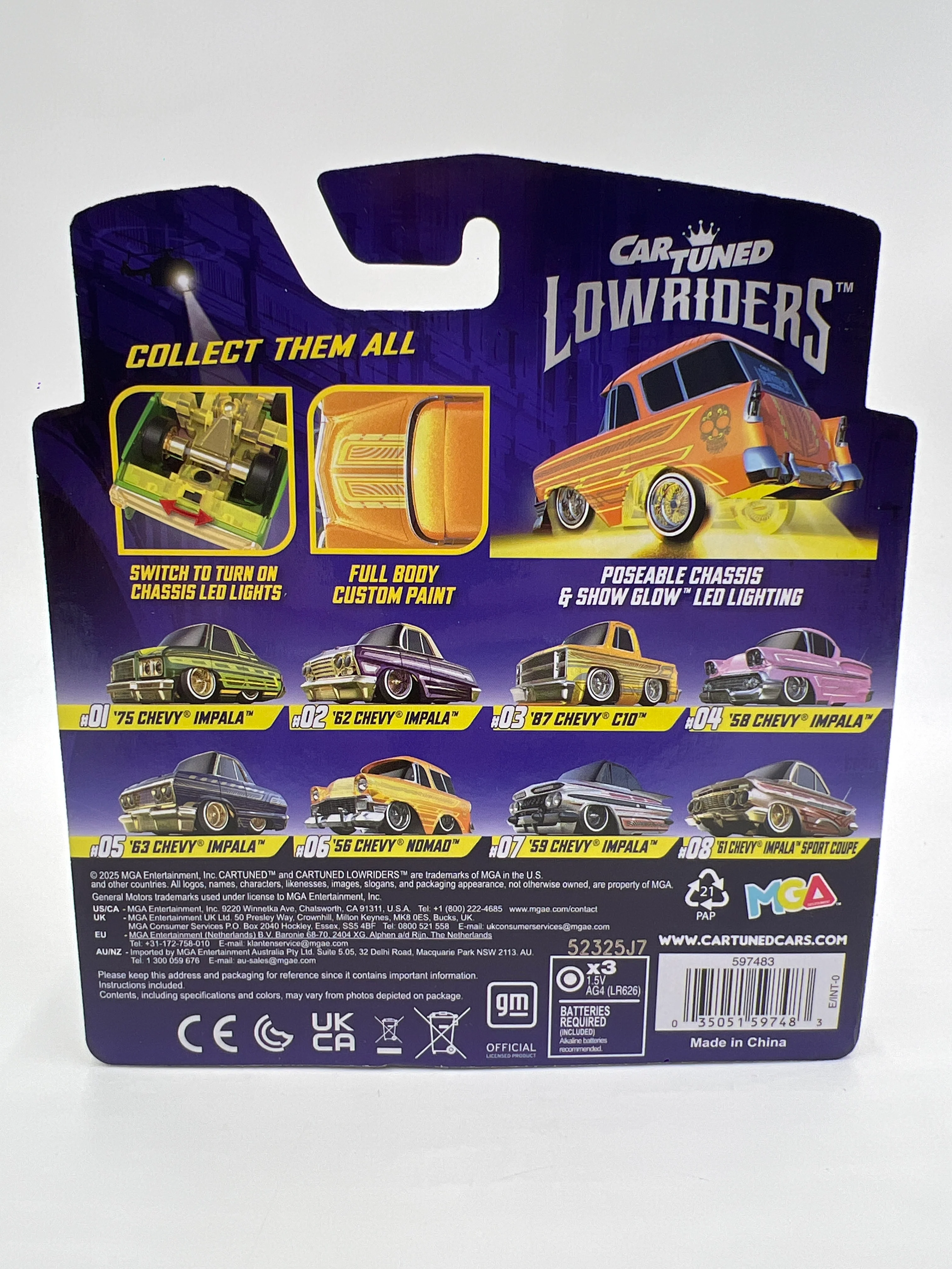 MGA Car Tuned Series 2 Show Glow Lowriders #6 56 Chevy Nomad - Image 3
