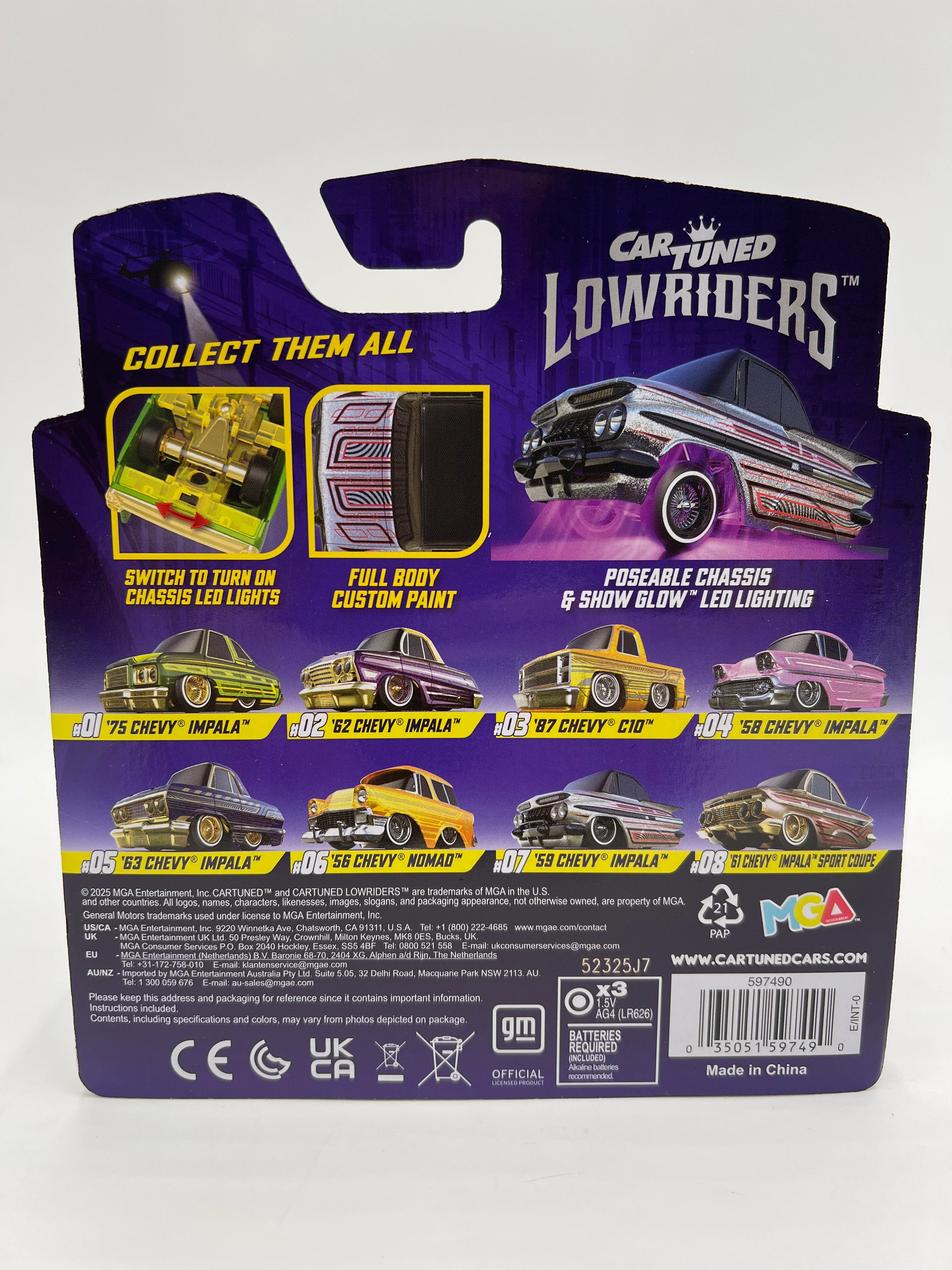 MGA Car Tuned Series 2 Show Glow Lowriders #7 59 Chevy Impala - Image 3