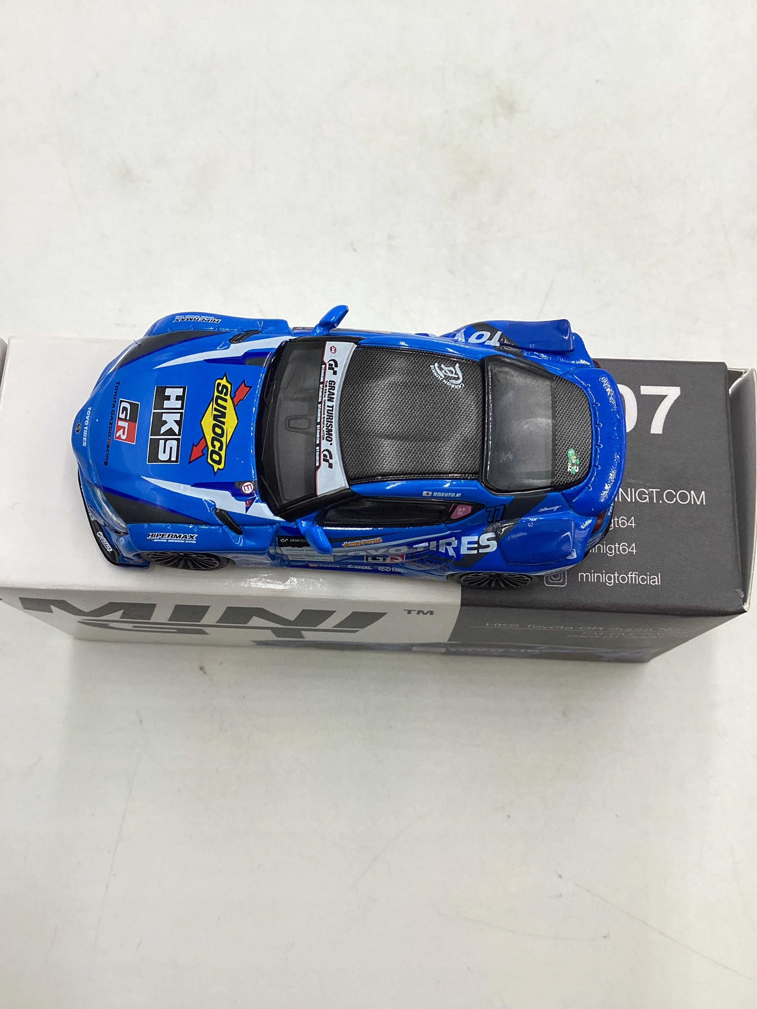 Mini GT #307 Opened HKS Toyota GR Supra No. 77 Blue - Image 5