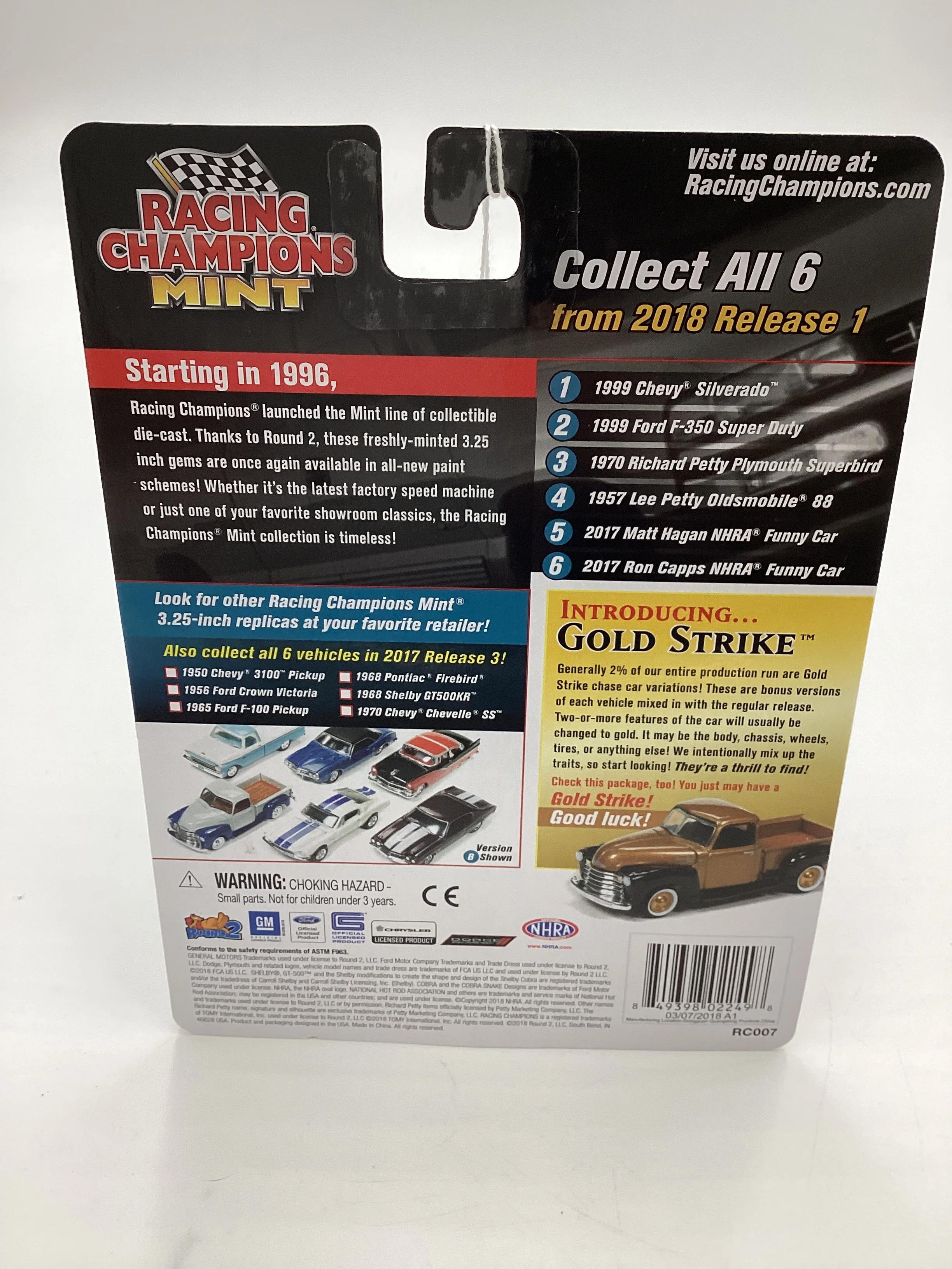 Racing Champions Mint #1 Release 1 Version B 1999 Chevy Silverado Red - Image 7