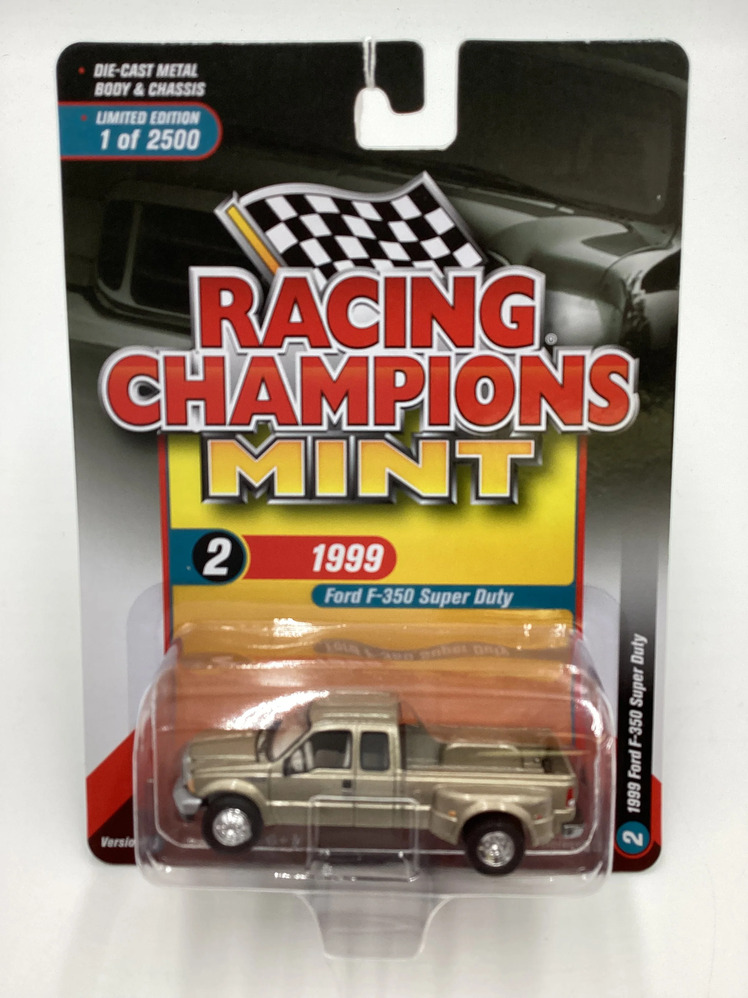 Racing Champions Mint #2 Release 1 Version B 1999 Ford F-350 Super Duty Dually Gold - Image 2