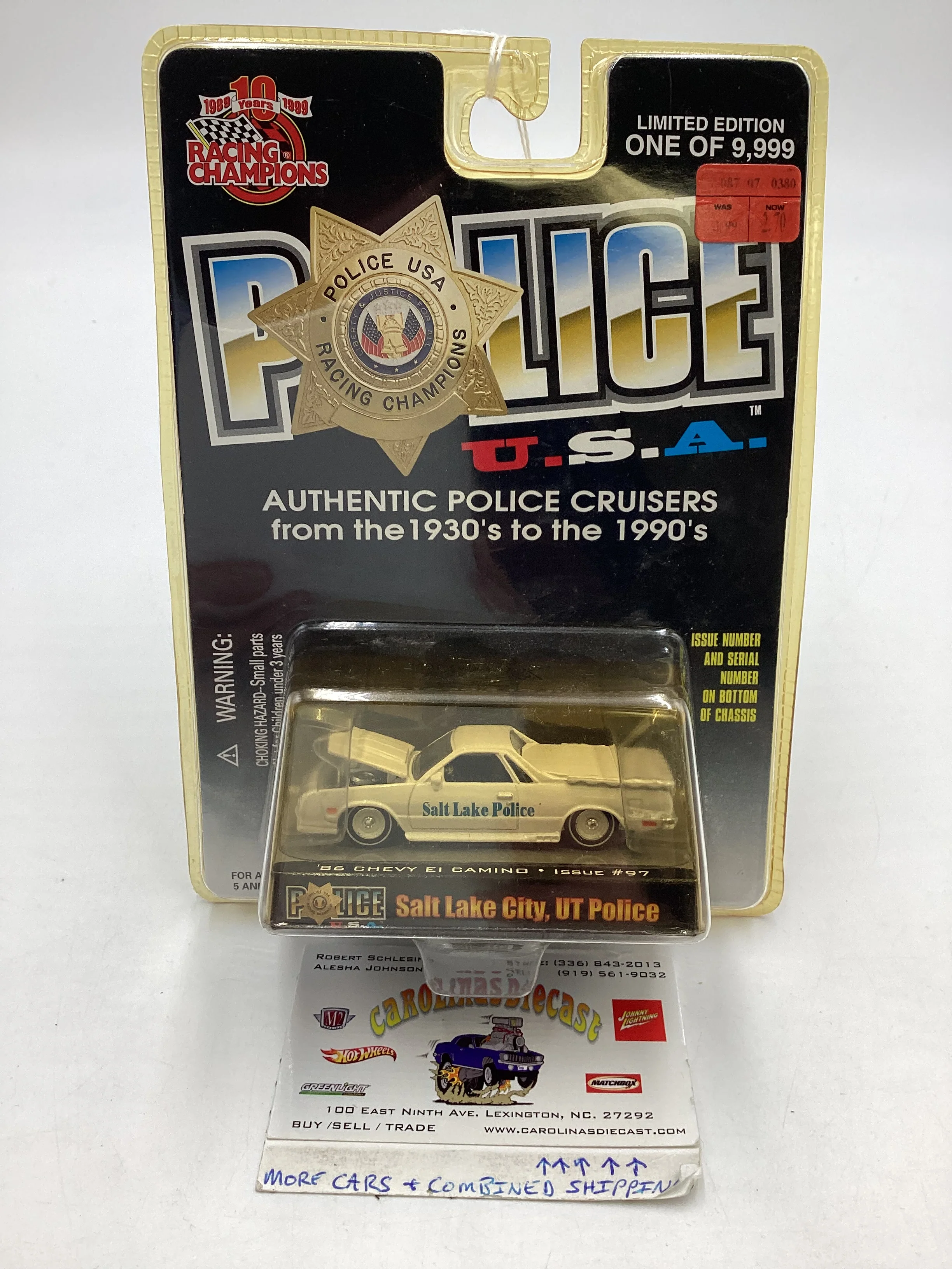 Racing Champions Police USA 86 Chevy El Camino 216H