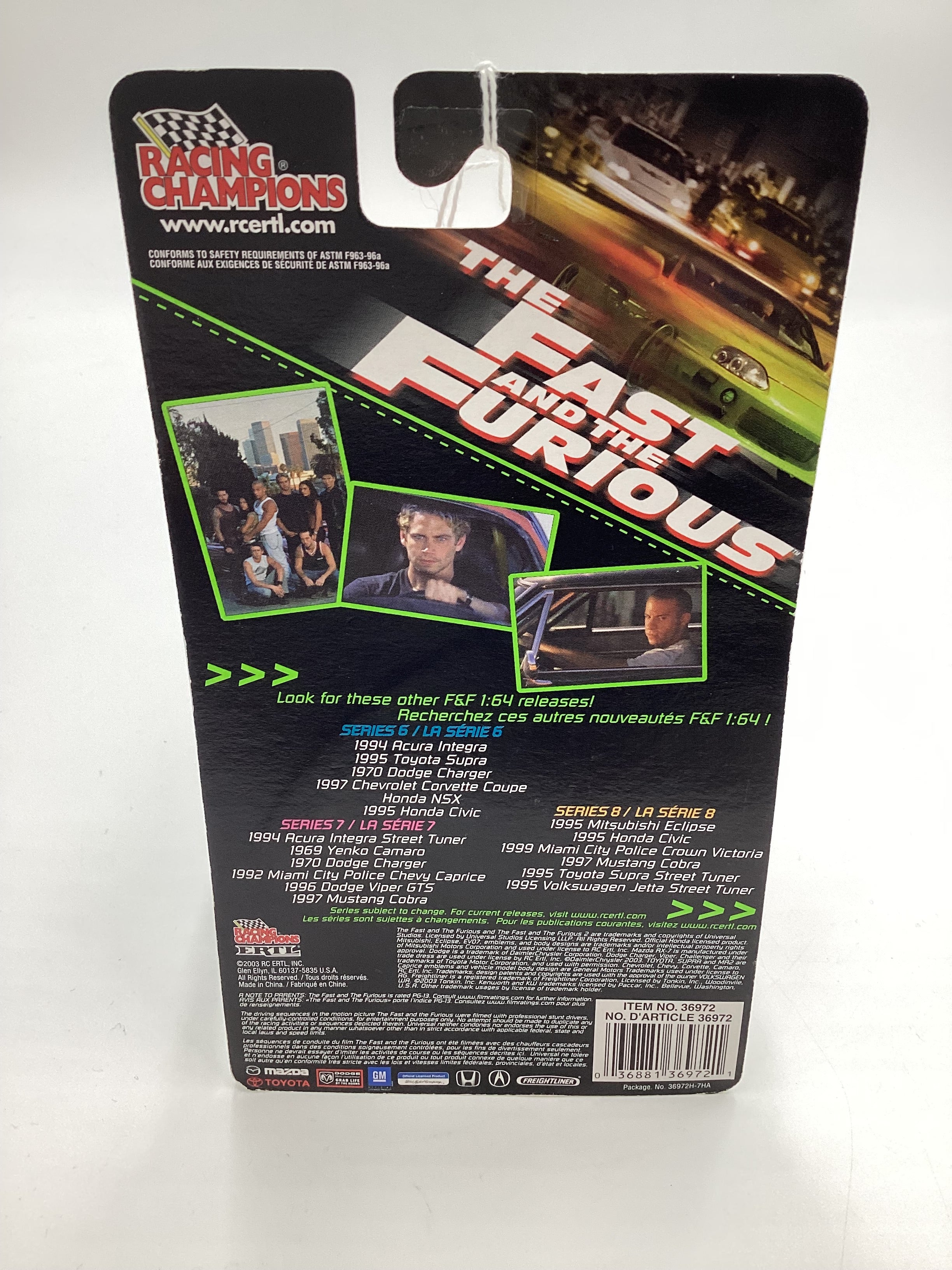 Racing Champions The Fast and Furious Series 8 1995 Mitsubishi Eclipse Teal - Image 7