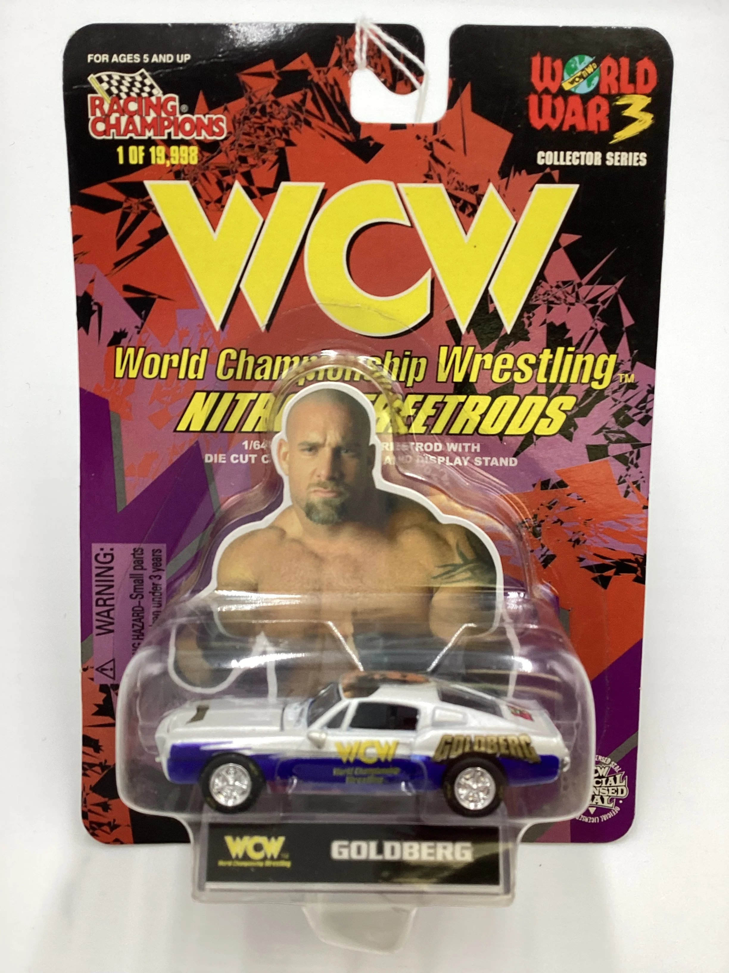 Racing Champions WCW Nitro Streetrods Goldberg Mustang White/Blue SR - Image 2