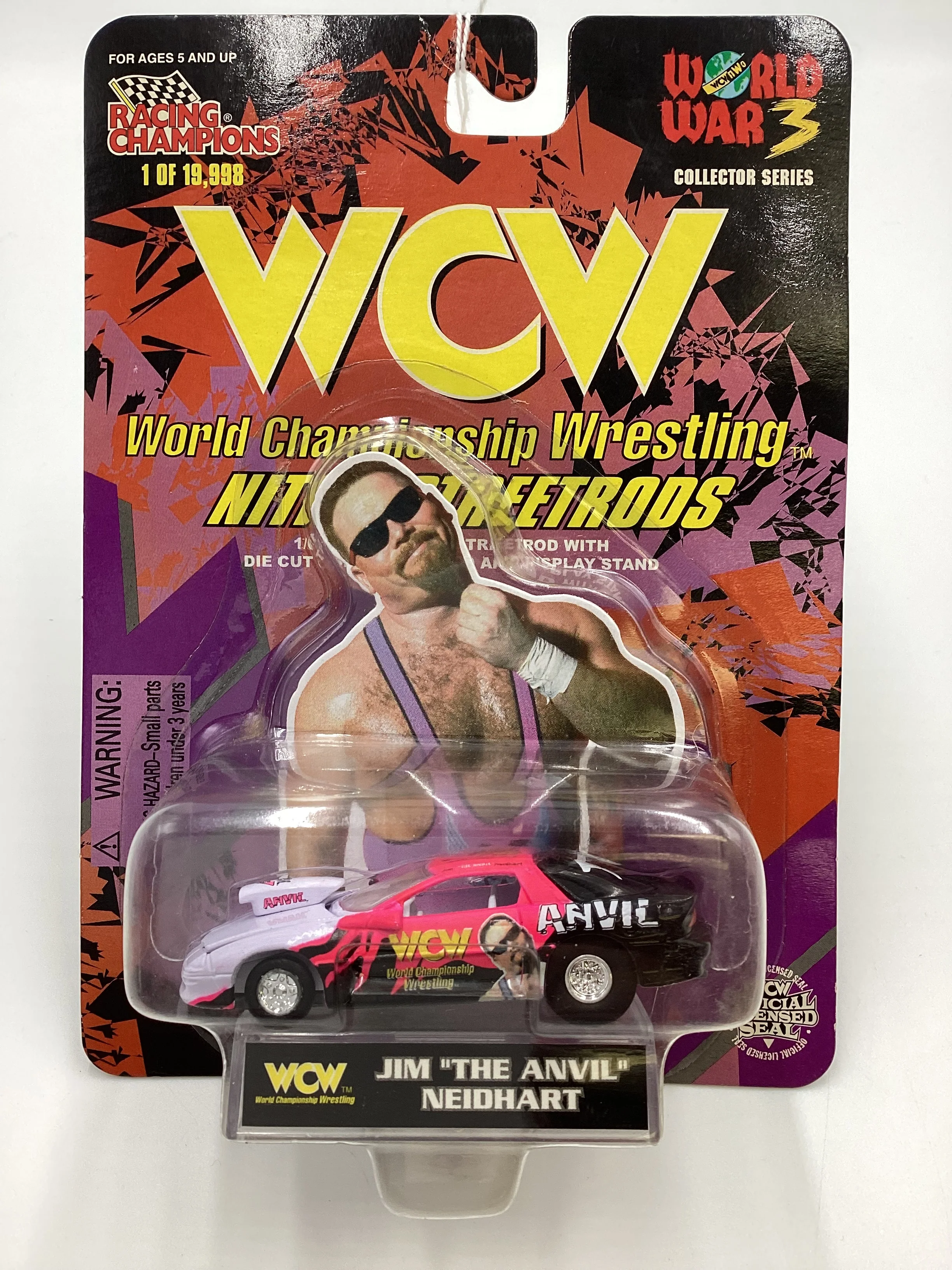 Racing Champions WCW Nitro Streetrods Jim The Anvil Neidhart 96 Chevy Camaro Black/ Pink/ White SR - Image 2